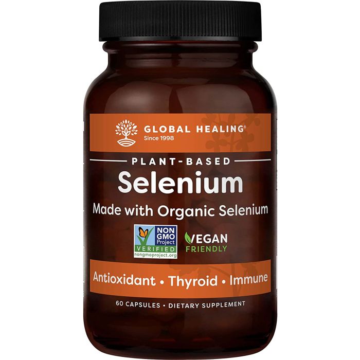 Global Healing Vegan Selenium packaging – natural selenium from organic mustard seed, 2-month supply