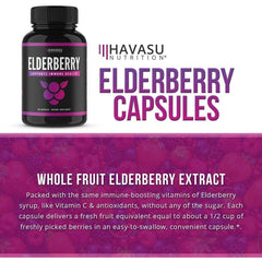 Close-up of Havasu taste-free capsules – elderberry, zinc, and vitamin C blend