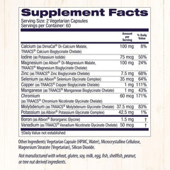 Open bottle of Healthy Origins Chelated Multi Mineral – 120 vegetarian capsules for bone and wellness