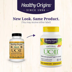 Healthy Origins collagen capsule bottle placed on countertop