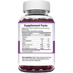 "Supplement Facts panel for Herbion Elderberry Gummies – 90 mg vitamin C, 7.5 mg zinc per serving