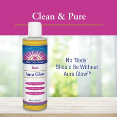 "Heritage Store Aura Glow Rose Body Oil 8 oz – Natural body oil for soft and smooth skin"