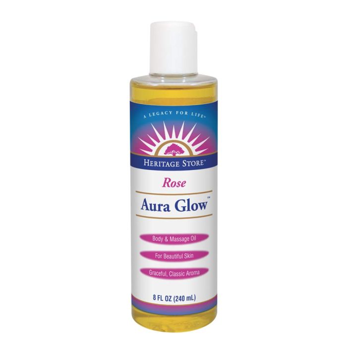 "Aura Glow Rose Body Oil – Moisturizes and nourishes skin with Vitamin E, 8 oz"