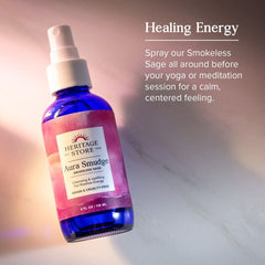 Front label of Heritage Store Sage Spray – paraben-free aura cleanser