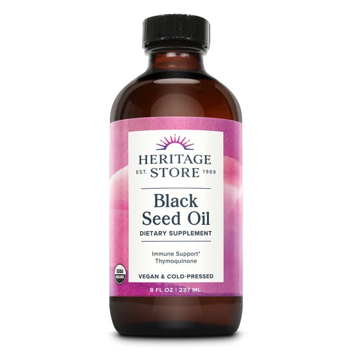 Heritage Store Black Seed Oil Thymoquinone 8 Oz Immune Support