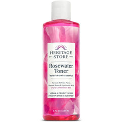 Rosewater Toner label showing pure rose distillate ingredients