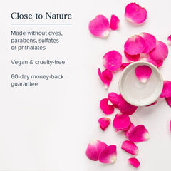 Close-up of Heritage Store toner bottle with rosewater and apple cider vinegar ingredients