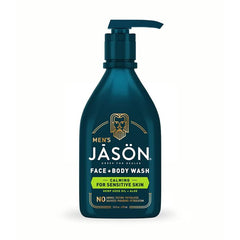 Back label of Jason Men 2-in-1 body wash showing full ingredient list and usage instructions