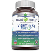 Amazing Formulas Vitamin K2 Menaq7 MK7 100 Mcg 120 Veggie Capsules