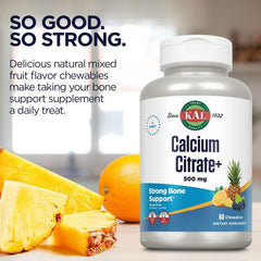 KAL Calcium Citrate Chewable tablets – natural fruit flavor, bone and teeth support