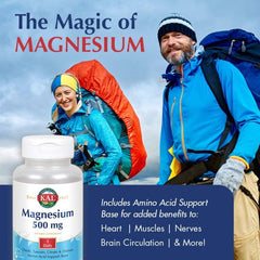 Supplement Facts label for KAL Magnesium Once Daily 500 mg – four forms of magnesium