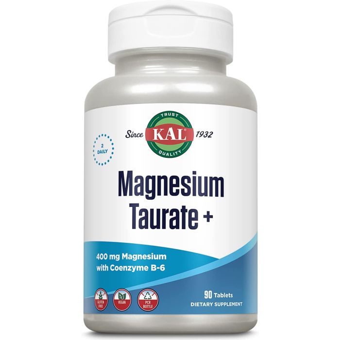 KAL Magnesium Taurate Plus 400 mg magnesium per serving – cardiovascular and nerve support