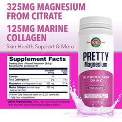 KAL Pretty Magnesium Citrate Powdered Drink Mix Pomegranate 10.7 Oz