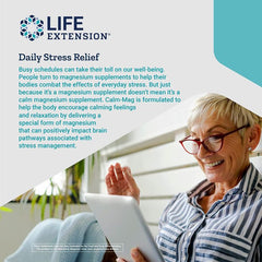 Supplement Facts panel of Calm-Mag – showing 45 mg magnesium from 750 mg ATA Mg