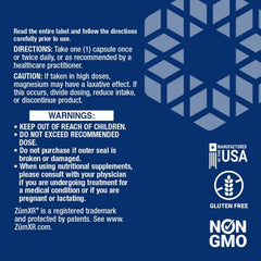 "Side view of Life Extension mineral supplement with 250 mg magnesium and 99 mg potassium per capsule"