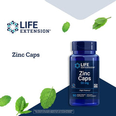 "Zinc Caps bottle front label – vegetarian, non-GMO immune defense"