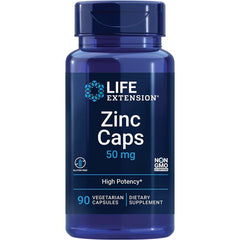 "Life Extension Zinc Caps 50 mg bottle – immune support supplement, 90 veggie capsules"