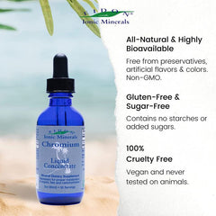 "Vegan liquid chromium supplement for glucose metabolism, Eidon Ionic Minerals"