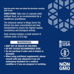 "Life Extension green tea extract supplement – standardized to 98% polyphenols and 45% EGCG, 100 count"