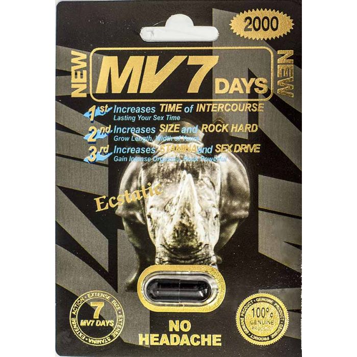 Mv 7 Days Rhino Male Enhancement Black Pill 2000mg Ecstatic