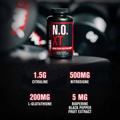 N-O-XT powder supplement – 60 vegan capsules for improved nitric oxide production and better circulation.