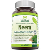Herbal Secrets Neem supplement facts – 1000 mg neem leaf powder per serving