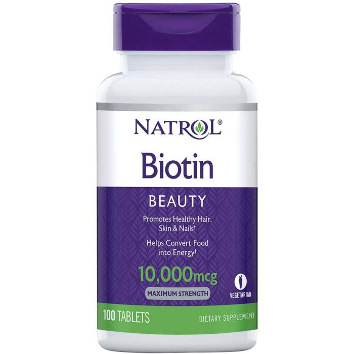 "Natrol Biotin Beauty Tablets – non-GMO, gluten-free, made in USA supplement"