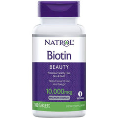 "Natrol Biotin Beauty Tablets – non-GMO, gluten-free, made in USA supplement"