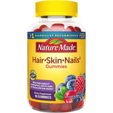 "Nature Made Hair, Skin & Nails Support Gummies – 2500mcg Biotin, 90 gummies for healthy beauty"