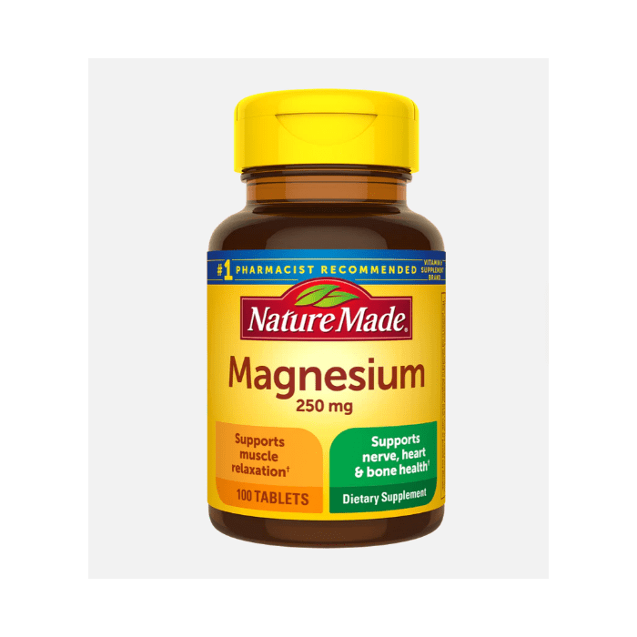 Nature Made Magnesium 250 Mg 100 Tablets Nerve Heart Bone Support
