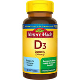 Daily immune support vitamin D3 – Nature Made softgels with 50 mcg dosage