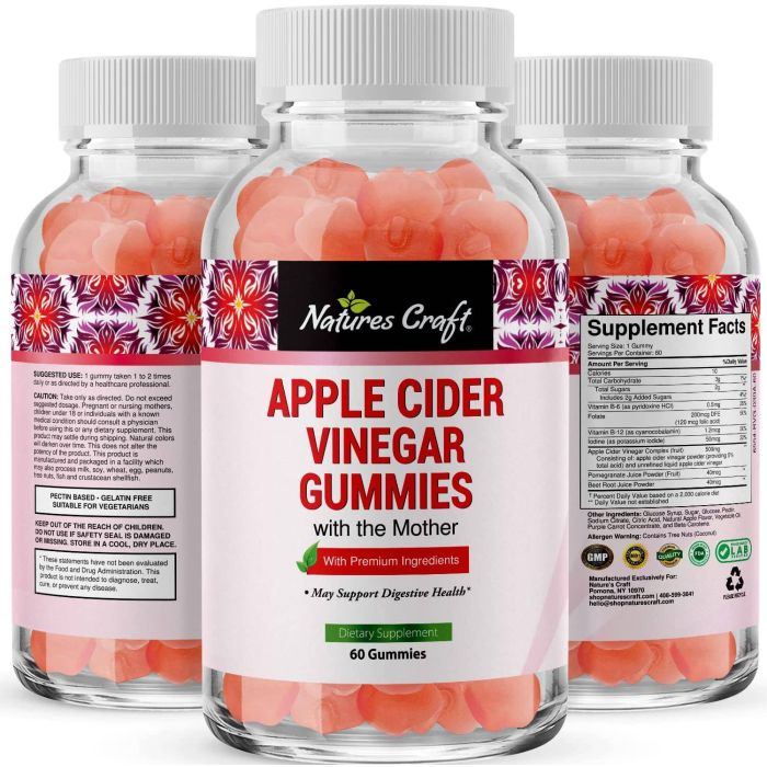 Natural detox apple cider vinegar gummies – vegetarian formula with antioxidants