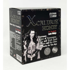 Back label of Xcalibur Honey Pack Platinum 11000 showing ingredients and directions.