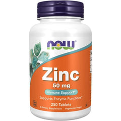 "NOW Zinc 50mg – dietary supplement for immune and skin health, 250 tablets"