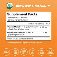 Nutra Champs Maca Powder – organic Peruvian maca root for stamina and hormone balance, 180 capsules.