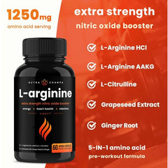 Nitric oxide support supplement for energy and blood flow – 60 veggie caps