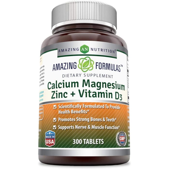 Amazing Formulas Calcium Magnesium Zinc Vitamin D3 300 Tablets