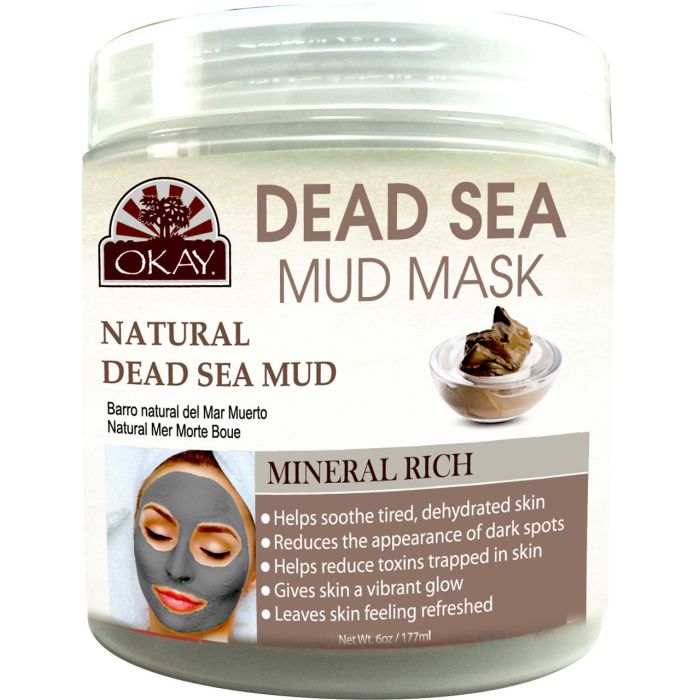 "OKAY Pure Naturals Dead Sea Mud Mask 6 oz jar – mineral-rich detox mask for all skin types"
