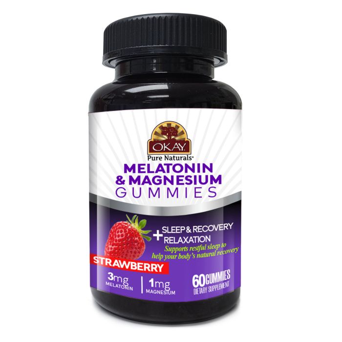 Okay Sleep Support Gummies Melatonin Magnesium 60 Count Strawberry