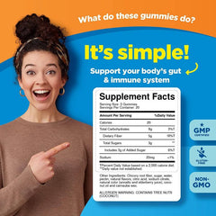 Vegan, Non-GMO fiber gummy bottle on white background