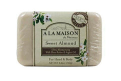 Natural French milled body soap with coconut oil and sweet almond scent