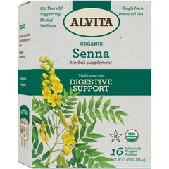 "Eco-friendly packaging of Alvita Organic Senna Tea – recyclable materials"