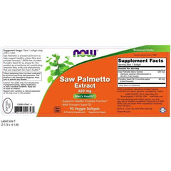 NOW Saw Palmetto Extract 320mg Pumpkin Seed Oil 90 Veggie Softgels