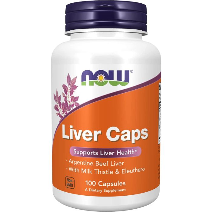 NOW Liver Caps Milk Thistle and Eleuthero 100 Caps