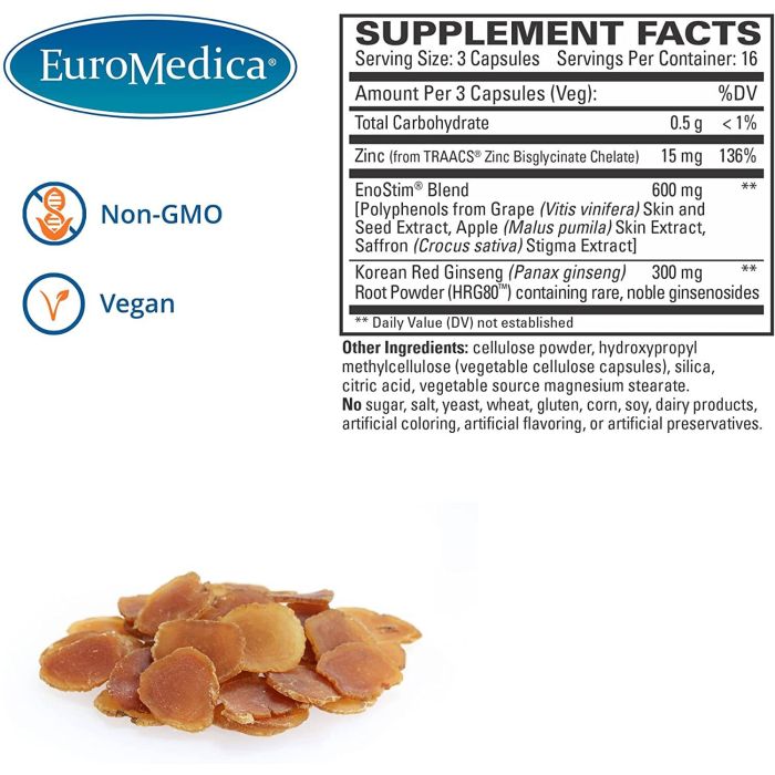 Euromedica Male Sexual Health Vegan Non Gmo Hrg80 Red Ginseng