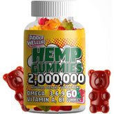 The Addot Welllife Hemp Vitamin Gummies by supplementcorner offers 60 vegan gummies infused with Omega 3, 6, 9 and Vitamins A and B1 per serving, promoting relaxation. Its vibrant bottle design features cheerful gummy bears, radiating healthfulness.