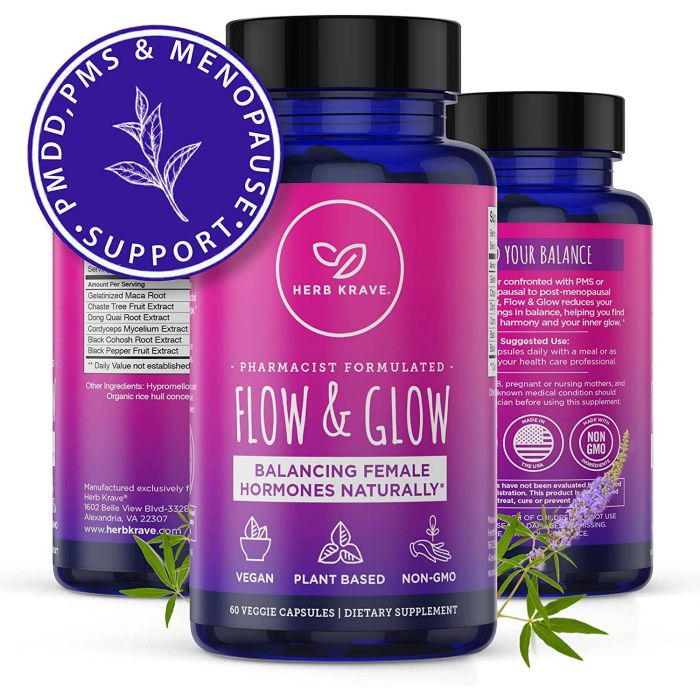 Herb Krave Flow And Glow Female Hormone Balancing 60 Veggie Caps