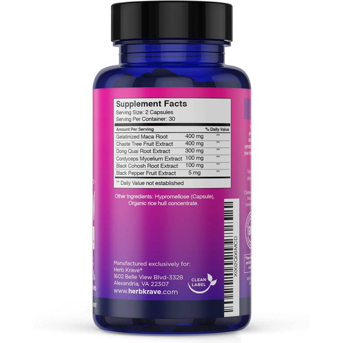 Herb Krave Flow And Glow Female Hormone Balancing 60 Veggie Caps