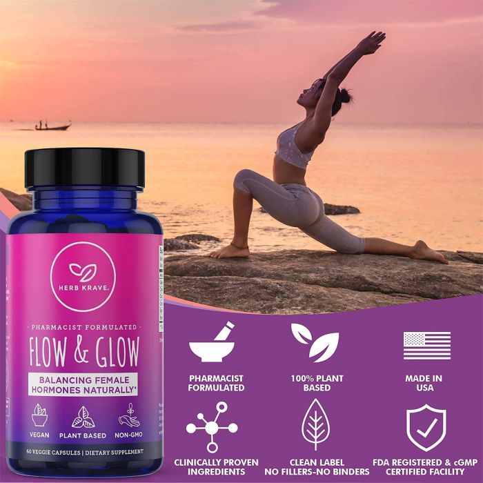 Herb Krave Flow And Glow Female Hormone Balancing 60 Veggie Caps