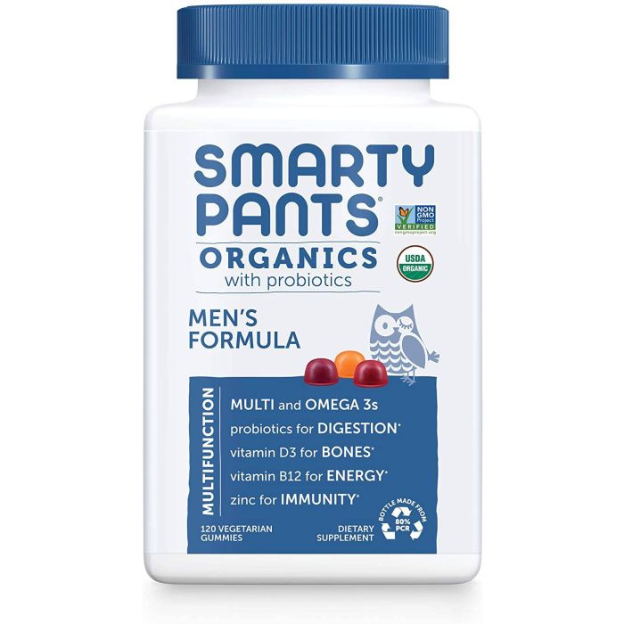 Smarty Pants Organics Men's Formula Multivitamin Probiotics 120 Gummy